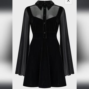 Killstar Black Dress with Sheer Long Sleeves